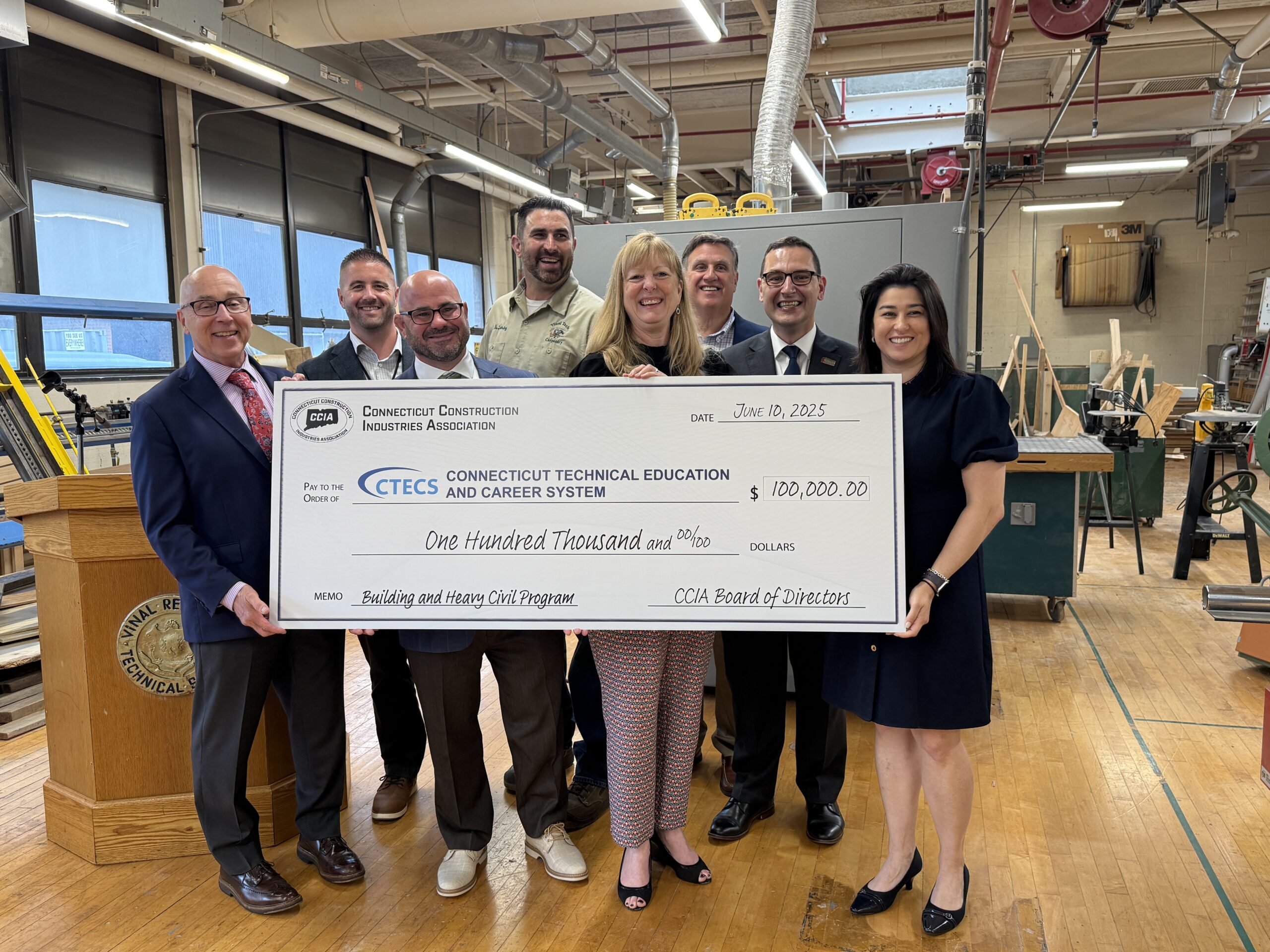 Image of CTECS In The News: CCIA Donates $100K to Launch New Building and Civil Construction Program at Vinal Tech
